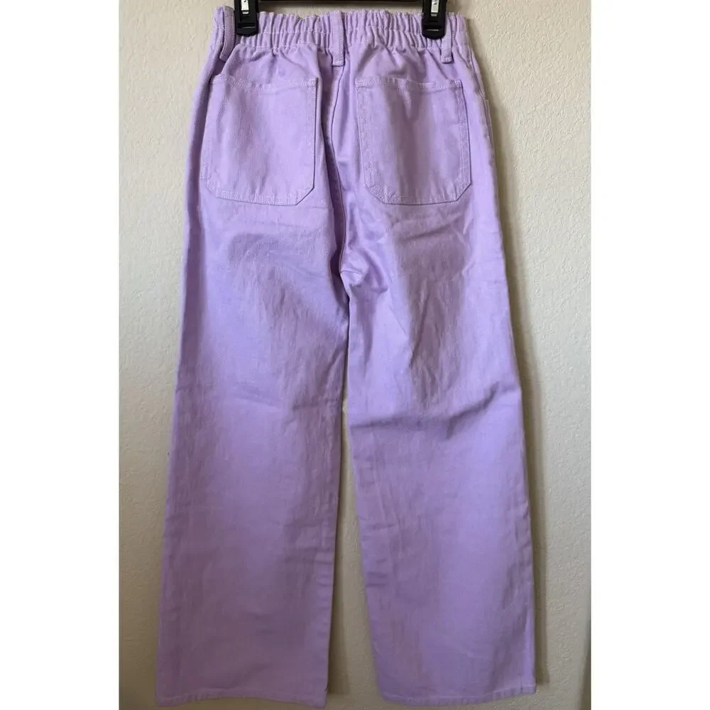 Old Navy Lilac High Rise Baggy Wide Leg Elastic Waist Jeans Pants Size XL 12